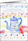 Friendship Poem Vintage Blue Teapot Watercolor Flowers card