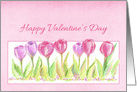 Happy Valentine’s Day Pink Tulip Flowers card