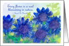 Royal Blue Daisy Watercolor Flowers Poem Blank card