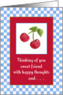 Thinking of You Friend Red Cherry Fruit Watercolor Illustration card