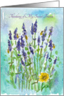 Thinking of My Sweet Friend Honey Bee Lavender Watercolor Art card