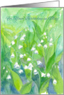 Happy May Birthday Lily of the Valley Watercolor Flowers card