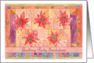 Quilting Party Invitation Red Poinsettia Flower Watercolor card