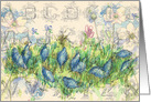 Quail Birds Alphabet Flower Collage Blank card