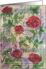 French Red Rose Watercolor Collage Blank card