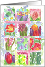 Tulips Poppy Red Flowers Collage Blank card