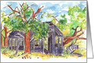 Ghost Town Cabin Watercolor Landscape Blank card