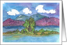 Lake Tahoe Purple Mountains Watercolor Blank card