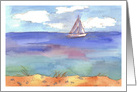 Sailing Lake Beach Watercolor Blank card