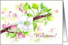 Welcome New Employee Apple Blossom Watercolor Flowers card