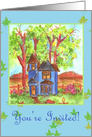 Open House Invitation Blue Victorian Country Home card