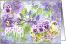 Happy Birthday Purple Pansy Flower Collage card