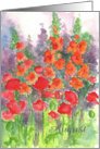 August Birthday Orange Gladiolus Red Poppies card