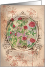 Red Rosebud Daisy Flower Collage Blank card