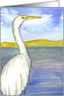 Egret Bird Watercolor Lake Blank card