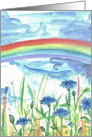 Rainbow Bachelor Button Meadow Flowers Blank card
