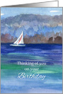 Thinking Of You On Your Birthday Sailboat Mountain Lake card