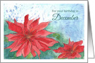 Happy December Birthday Red Poinsettia Flower card