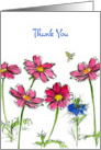 Thank You For Your Thoughtfulness Pink Wildflowers Honey Bee card