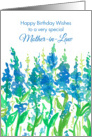 Happy Birthday Mother In Law Blue Watercolor Flowers card