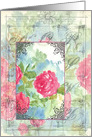 Pink English Roses Watercolor Collage Blank card