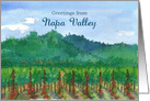 Greetings From Napa Valley Vineyard Green Hills Watercolor card