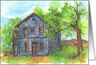 Blue House Trees Desert Landscape Blank card
