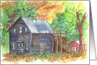 Vintage Cabin House Mountains Trees Blank card