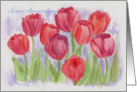 Happy Anniversary Red Tulips Watercolor Flower Garden card
