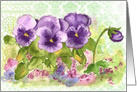 Purple Pansies Flower Collage Watercolor Blank card