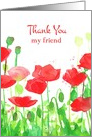 Thank You My Friend Red Poppy Flowers card