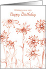 Wishing You A Very Happy Birthday Sepia Daisy Flowers card