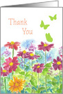 Thank You Butterflies Zinnia Flower Garden Blank card
