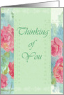Thinking of You Victorian Green Cabbage Roses card