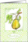 Thank You Pear Fruit Green Leaves Watercolor Art card