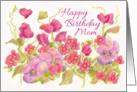 Happy Birthday Mom Pink Sweet Pea Pansy Flower Card