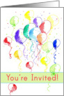 Party Invitation Bright Colorful Watercolor Balloons card