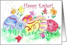 Easter Eggs Happy Easter Watercolor Flowers card