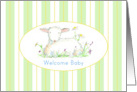 Welcome New Baby Congratulations Lamb Sheep Green Stripe card