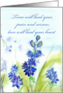 In Sympathy For Loss Blue Purple Flowers Drawing Art card