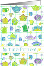 Time For Tea Party Invitation Watercolor Teapots card