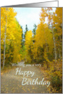 Autumn Trees Golden Leaves Birthday Card Nature Landscape Art card