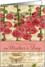 Happy Mothers Day Grandma Red Hollyhock Flower Collage card