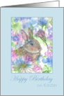 Happy Birthday on Easter Rabbit Spring Garden Watercolor card