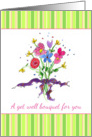 Get Well Soon Cancer Patient Flower Bouquet Watercolor Art card