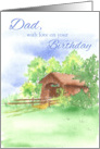 Happy Birthday Dad Covered Bridge Landscape Watercolor card