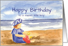 Happy Birthday Sweet Little Boy Ocean Beach Watercolor card