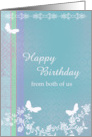 Happy Birthday from both of us butterfly lace flower card