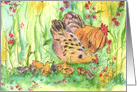 Chicken Family Spring Flower Garden Blank card