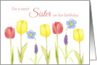 Happy Birthday Sister Red Tulips Spring Flowers card